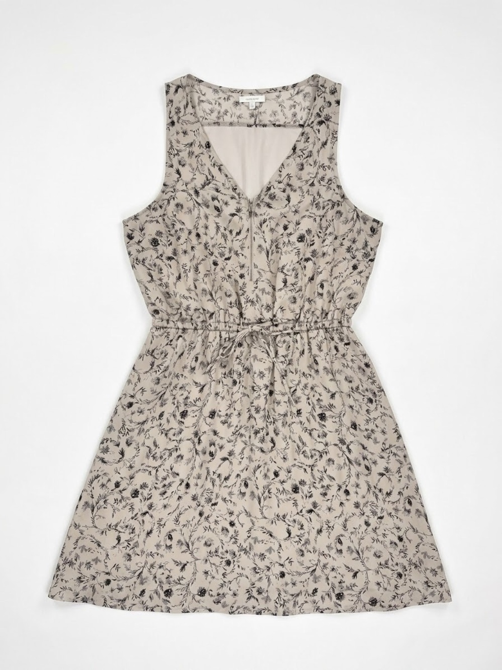 Maurices Beige Floral V-Neck Tie-Waist Midi Dress